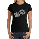 Black XXL Women's Word Art T-Shirt - Woof Paw Prints