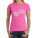 Pink XL Women's Word Art T-Shirt - Woof Paw Prints