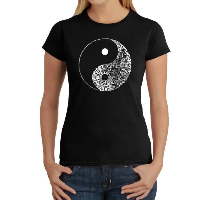 Women's Word Art T-Shirt - YIN YANG