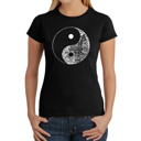 Black Small Women's Word Art T-Shirt - YIN YANG
