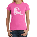 Pink XXL Stretching Cat - Women's Word Art T-Shirt