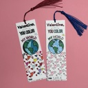 Set of 6 Personalized Coloring Bookmark Valentine favor for school, Non-Sugar ready to be gifted Valentines for classroom handout