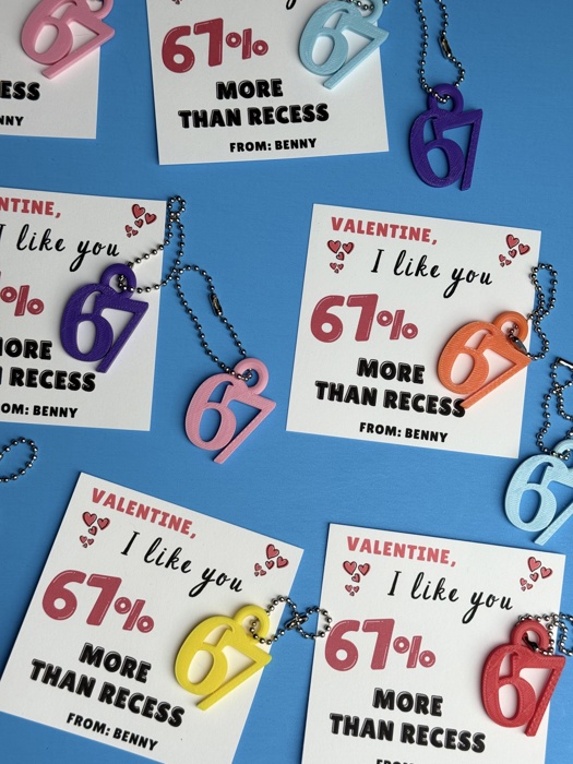 67 Valentine Party Favor funny meme for School birthday Handout For Kids and teens 3d printed keychain