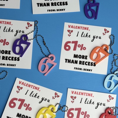 67 Valentine Party Favor funny meme for School birthday Handout For Kids and teens 3d printed keychain