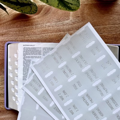 Minimalist Bible and LDS Book of Mormon Tab Stickers Laminated Scriptures Tabs Christian Gift Gold Foil or Silver Foil