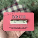 Red Bruh  Christmas Money Card gift | cash card for Christmas teens gifts boys Cash Holder Dome | Christmas Card Ornament for teens