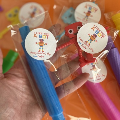 Robot Alien Valentines | Classroom Party Favor with Stickers