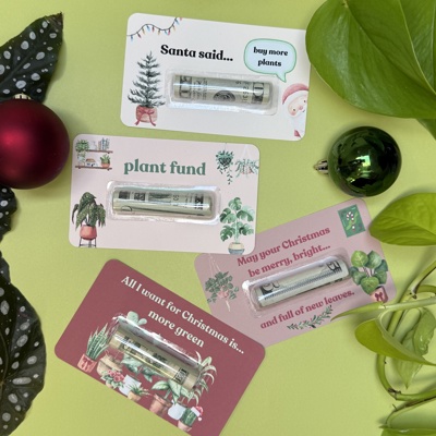 Christmas  Funny Money Card for plant lovers gift idea Plant Lady Mom Indoor Plant Gifts Christmas Card