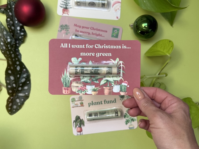 Christmas  Funny Money Card for plant lovers gift idea Plant Lady Mom Indoor Plant Gifts Christmas Card