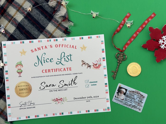 Santa Nice List Certificate for Christmas  