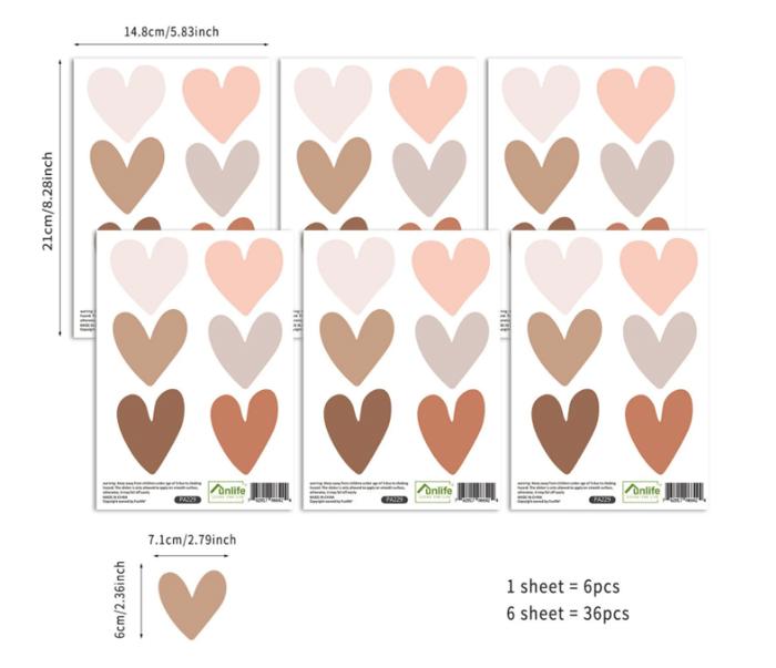 Boho Heart Wall Decal - Wallpaper Peel and Stick Minimalist Art Decor - Nursery Removable Wallpaper- Valentine