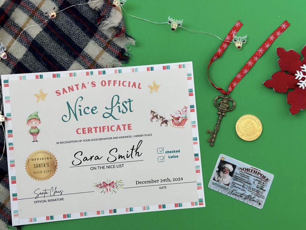 Santa Nice List Certificate Christmas set