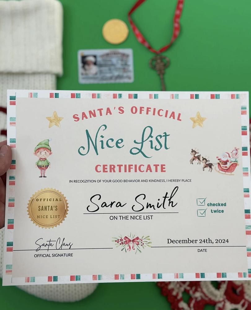 Santa Nice List Certificate Christmas set