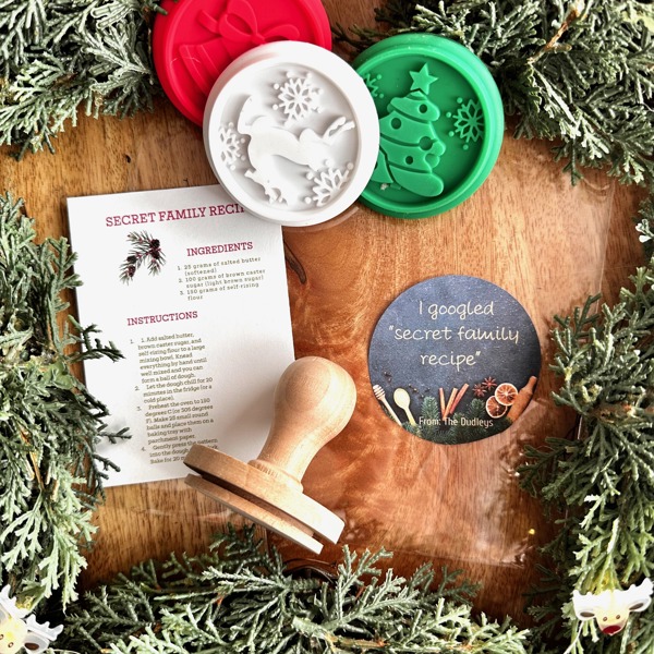 Cookie Stamp Set with Recipe Card and Sticker for  Neighbor Coworker Teacher UniqueChristmas Gift