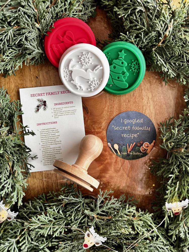 Cookie Stamp Set with Recipe Card and Sticker for  Neighbor Coworker Teacher UniqueChristmas Gift