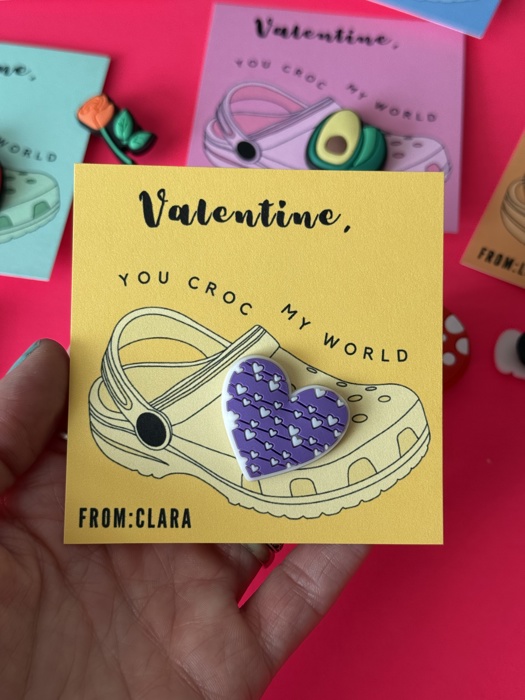 Croc Charm Valentine Cards, School Classroom Favors