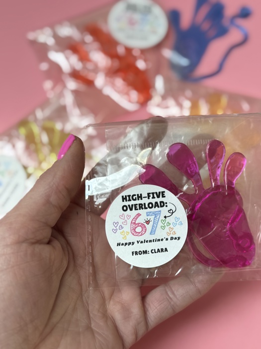 67 meme Sticky Hands Class Valentine favor personalized with Stickers, Valentine Favor for school handout