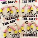  Teach Pencil Hoop Earrings! Teacher thank you gift! Handmade clay disc beads! Teacher appreciation gift! card, box & ribbon!