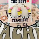  Teach Pencil Hoop Earrings! Teacher thank you gift! Handmade clay disc beads! Teacher appreciation gift! card, box & ribbon!