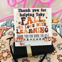  Fall in love with learning Teacher Apple bracelet Appreciation gift! Card, box & ribbon included! Thanksgiving gift!