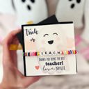  Trick or Teach! Rainbow disc bead "Teach" bracelet with cute ghost card, box & ribbon included!