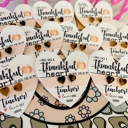  Thankful Heart Teacher Gift! Tortoise Shell Heart Studs, Thanksgiving Teacher Gift, Gratitude Gift! Card, box & ribbon included!