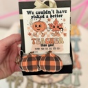  We couldn't have PICKED a better teacher than you!Plaid Pumpkin Earrings!Teacher appreciation gift! Personalized card,box & ribbon included!