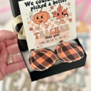  We couldn't have PICKED a better teacher than you!Plaid Pumpkin Earrings!Teacher appreciation gift! Personalized card,box & ribbon included!