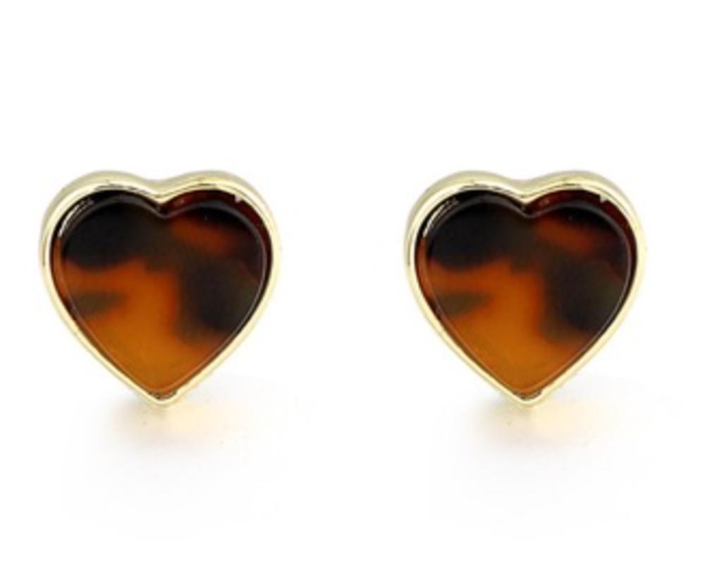 Thankful Heart Teacher Gift! Tortoise Shell Heart Studs, Thanksgiving Teacher Gift, Gratitude Gift! Card, box & ribbon included!