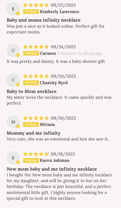 New mom baby and me infinity necklace, Congratulations baby gift, pregnancy gift, baby shower & gender reveal gift! NON-Tarnish! 552 FIVE STAR REVIEWS!