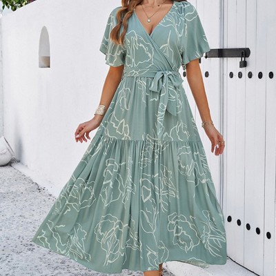 Love Kuza Floral Rhythm Wrap Dress