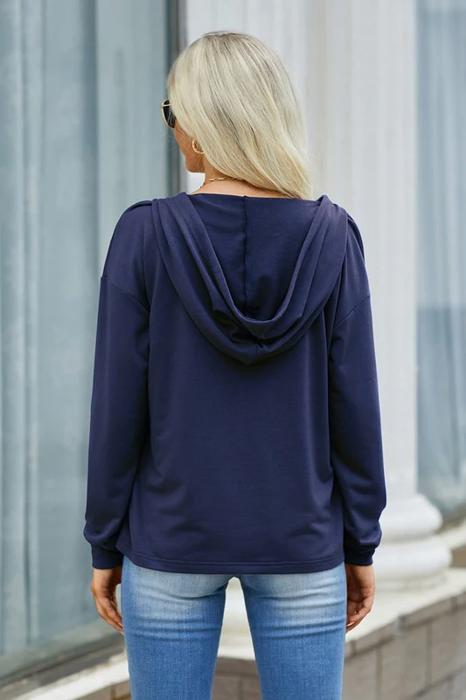 Love Kuza Cotton Mix Vneck Hoodie Top