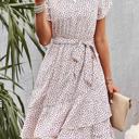  Love Kuza Ditsy Floral Tie Waist Ruffled Dress