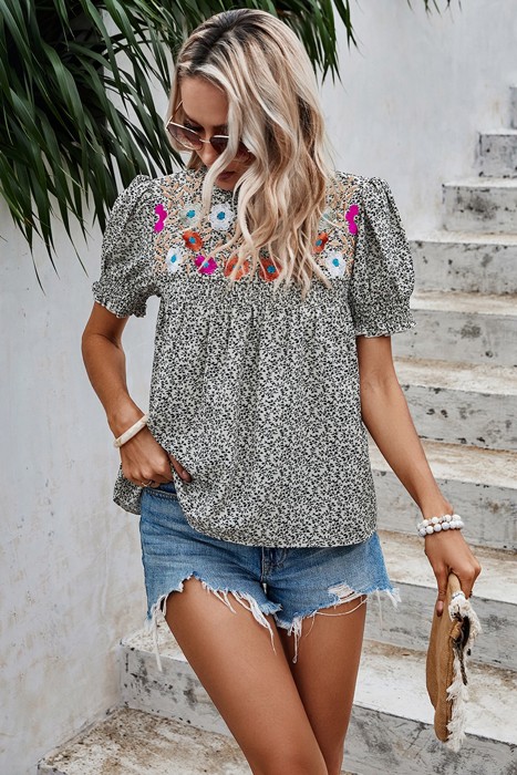 Love Kuza Embroidered Canopy Blouse