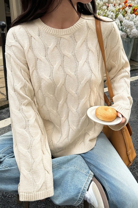 Love Kuza Cozy Waves Cable Knit Sweater
