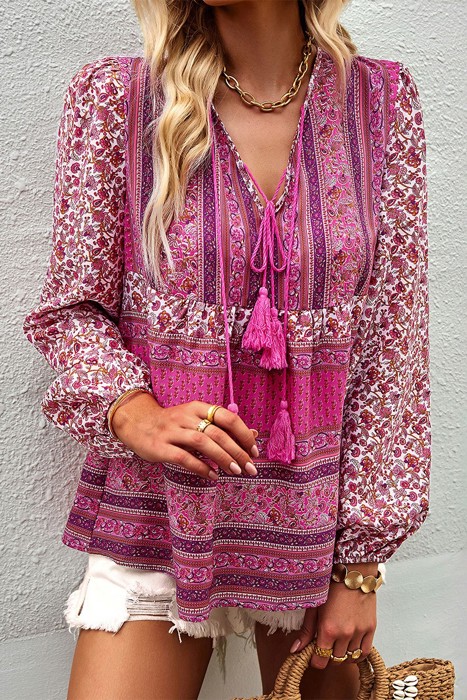 Love Kuza Boho Bloom Babydoll Blouse