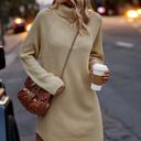 Beige Large Love Kuza Chunky Turtleneck Sweater Dress