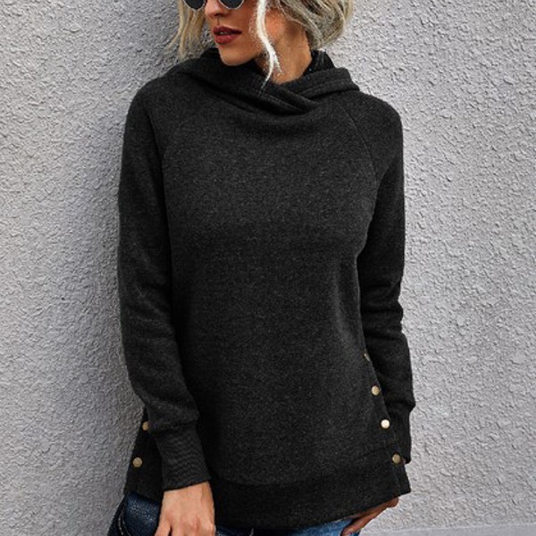 Love Kuza Button Sides Hoodie Sweater