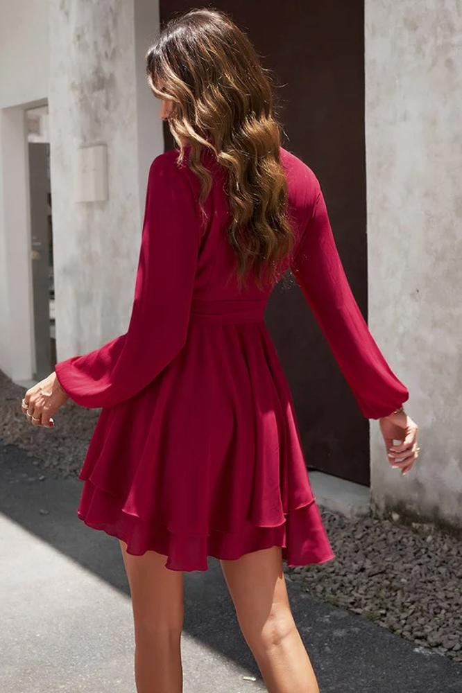 Love Kuza Wrap Front Tiered Ruffled Dress