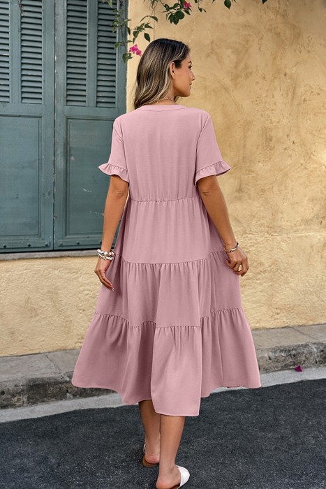 Love Kuza Sunset Stroll Tiered Midi Dress
