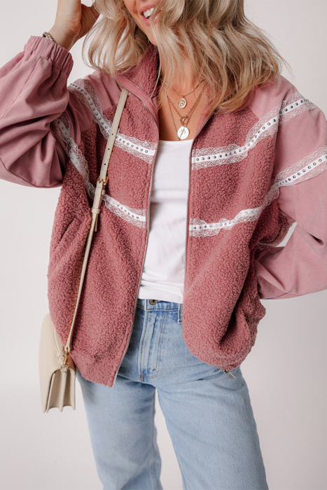 Love Kuza - Rosewood Lace Sherpa Jacket