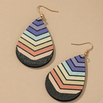 Very Carrot Chevron Teardrop Wood Earrings