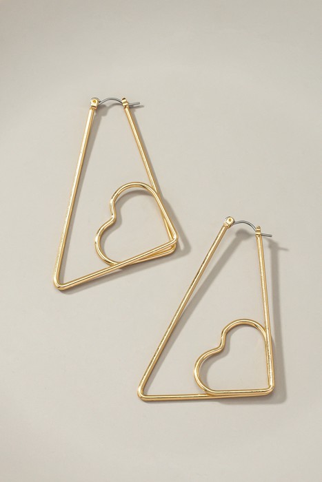 Very Carrot Heart Within Trapezoid Hoop Earrings