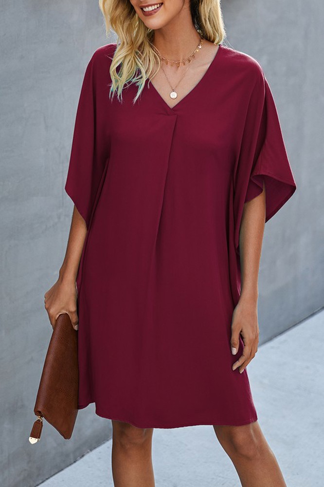 Love Kuza V Neck Dolman Sleeves Dress