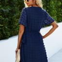  SALE!  Last Piece - Size L - Abstract Dotted Waist Tie Causal Dress