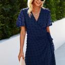  SALE!  Last Piece - Size L - Abstract Dotted Waist Tie Causal Dress