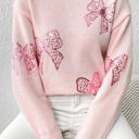 Pink Large Love Kuza Sequin Bow Bliss Sweater