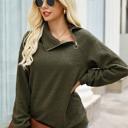 Olive Small Love Kuza Asymmetrical Zipper Neck Sweater