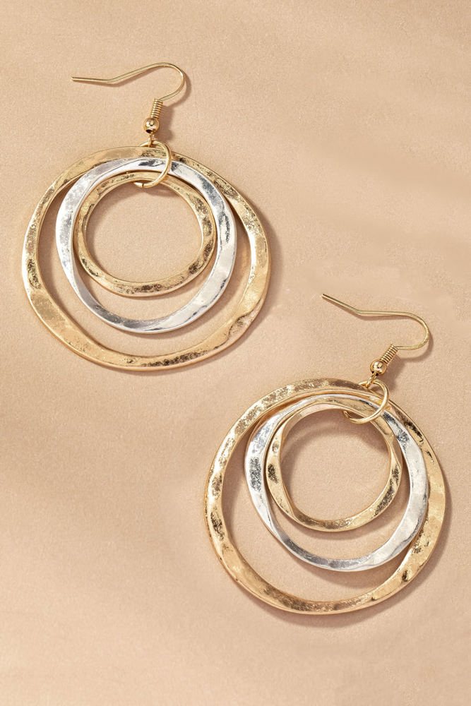 Very Carrot Two tone three Hammered Hoop Earrings