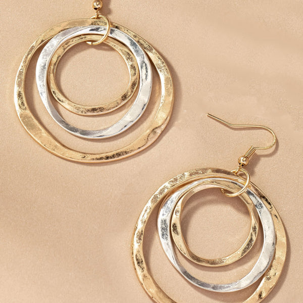 Very Carrot Two tone three Hammered Hoop Earrings